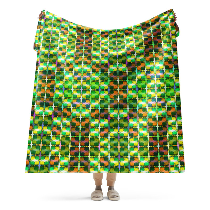 Jazzy Watercolor Sherpa Blanket: Abstract Plush Fleece Blanket