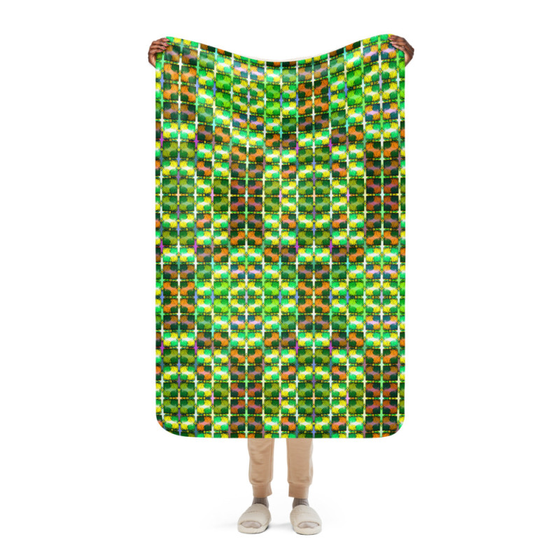 Jazzy Watercolor Sherpa Blanket: Abstract Plush Fleece Blanket