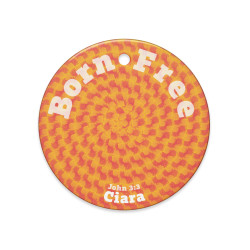 Personalized Born Free Orange Pomegranate Ceramic Ornament – Religious Keepsake Gift