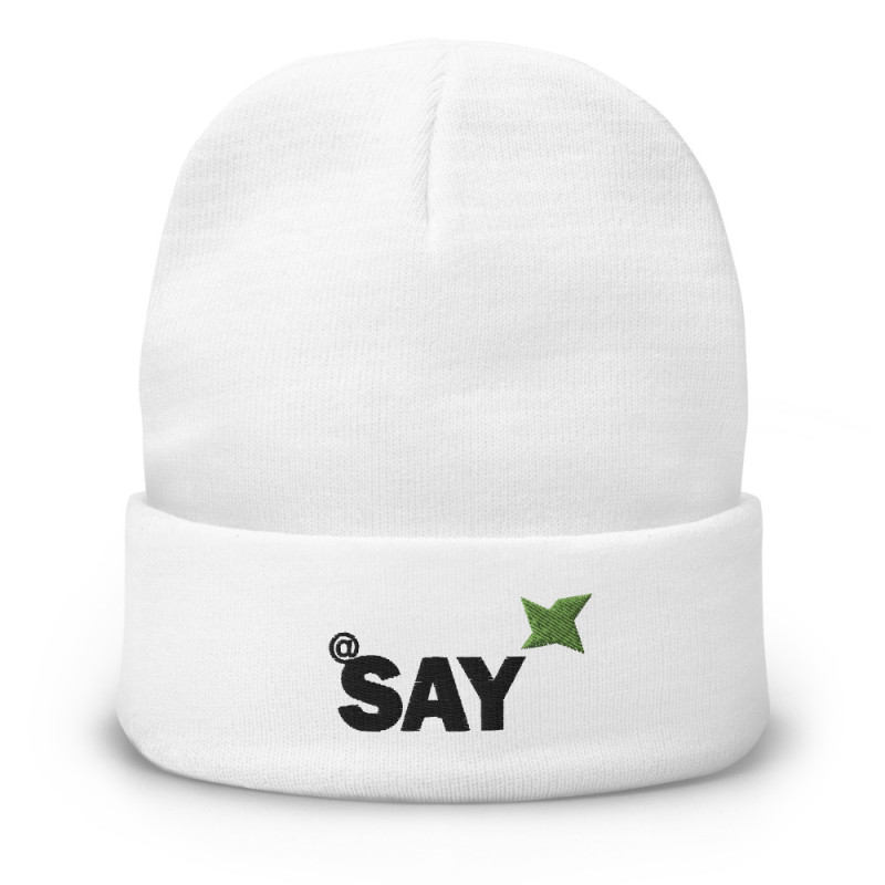 AT SAY Embroidered Beanie: Cotton Blend Knit Winter Hat