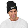 Embroidered Logo Beanie: AT SAY Cotton Blend Knit Cap