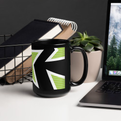 'Green Bird' Black Glossy Mug