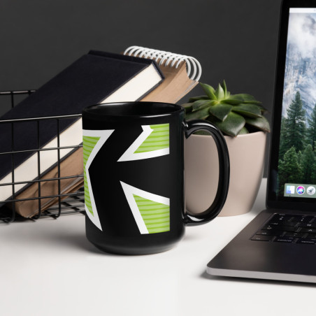 'Green Bird' Black Glossy Mug