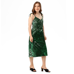 'Rainforest' Tie-strap midi dress