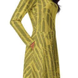 'Summer Forest' All-over print long sleeve midi dress