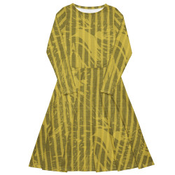 'Summer Forest' All-over print long sleeve midi dress