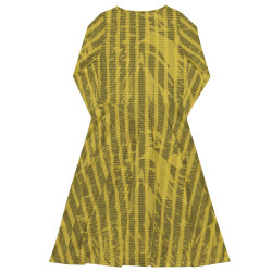 'Summer Forest' All-over print long sleeve midi dress