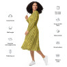 'Summer Forest' All-over print long sleeve midi dress