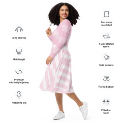 'Spritzer' All-over print long sleeve midi dress