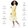 'Lemon Twist' All-over print long sleeve midi dress