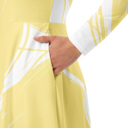 'Lemon Twist' All-over print long sleeve midi dress