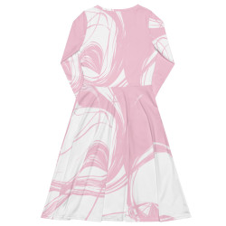 'Strawberry Twist' All-over print long sleeve midi dress